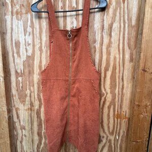 Burnt Orange Corduroy Zipper Jumper (Size M)